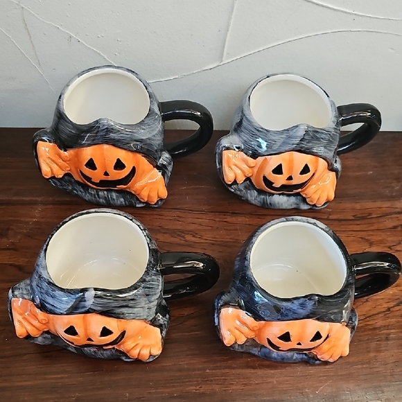 NEW 4 ceramic Jack-o'-lantern Halloween mugs Lewis mug Hyde and Eek Target - Picture 5 of 16